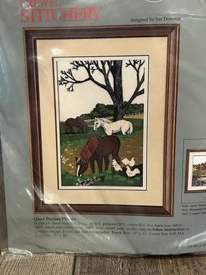 Vintage Columbia Minerva Crewel Stitchery Kit - Quiet Pasture Picture NIP