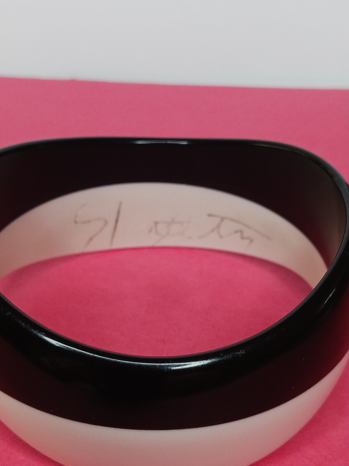 Black / White Signed Bangle Bracelet - image 4