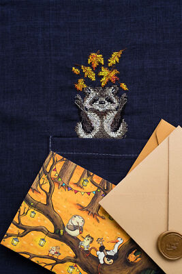 DIY Cross Stitch Patch kit ''Raccoon'' 2.36''x3.54'', Abris Art