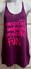 Zumba Wear Unexpected Unapologetic Free-Spirited Fun Tank Plum Size S (Spicy)