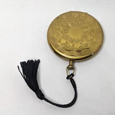 Vintage Gold-Toned Round Powder Compact Zell Fifth Ave