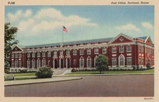 Postcard Post Office Portland Maine P-106 Linen Card Unused