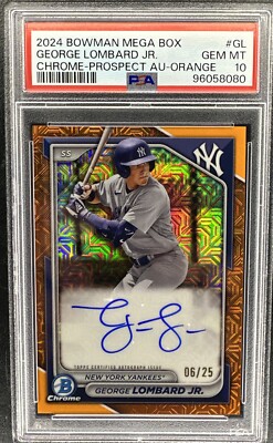 GEORGE LOMBARD JR. 2024 BOWMAN CHROME MEGA ORANGE REFRACTOR ROOKIE