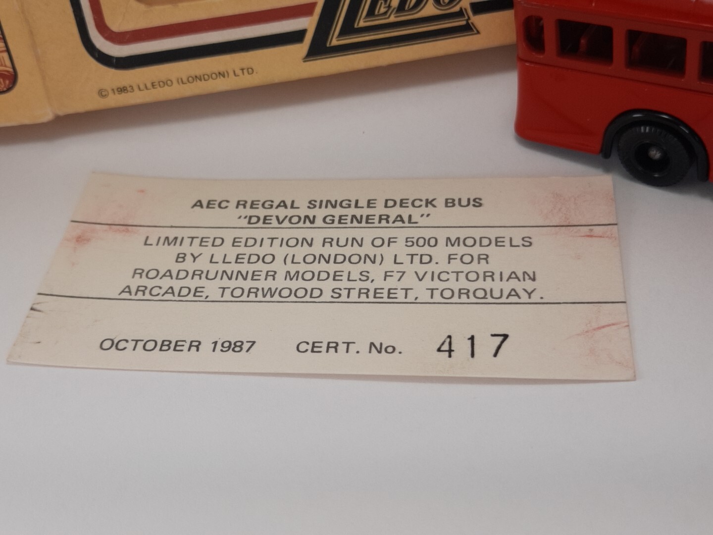 1932 AEC Regal Bus Lledo Promo Model 