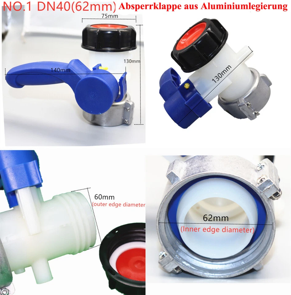 IBC Adapter Kugelhahn S60x6 Absperrhahn Auslaufhahn für IBC Container Wassertank - Bild 2 von 4