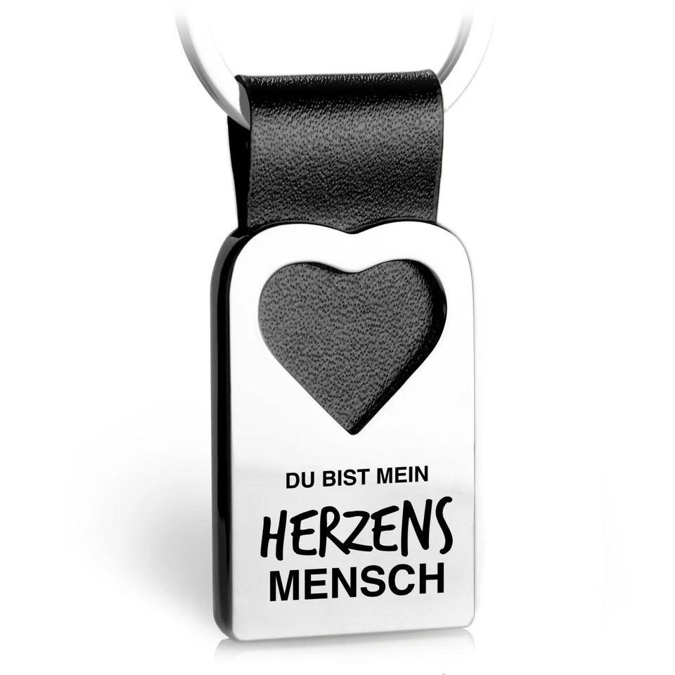 FABACH Herzensmensch Schlüsselanhänger Leder mit Herz, Geschenk Anhänger für Partner