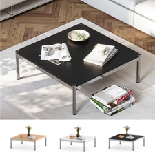 Accent Modern Square Coffee Table Center Tea Table Metal or Wood For Living Room