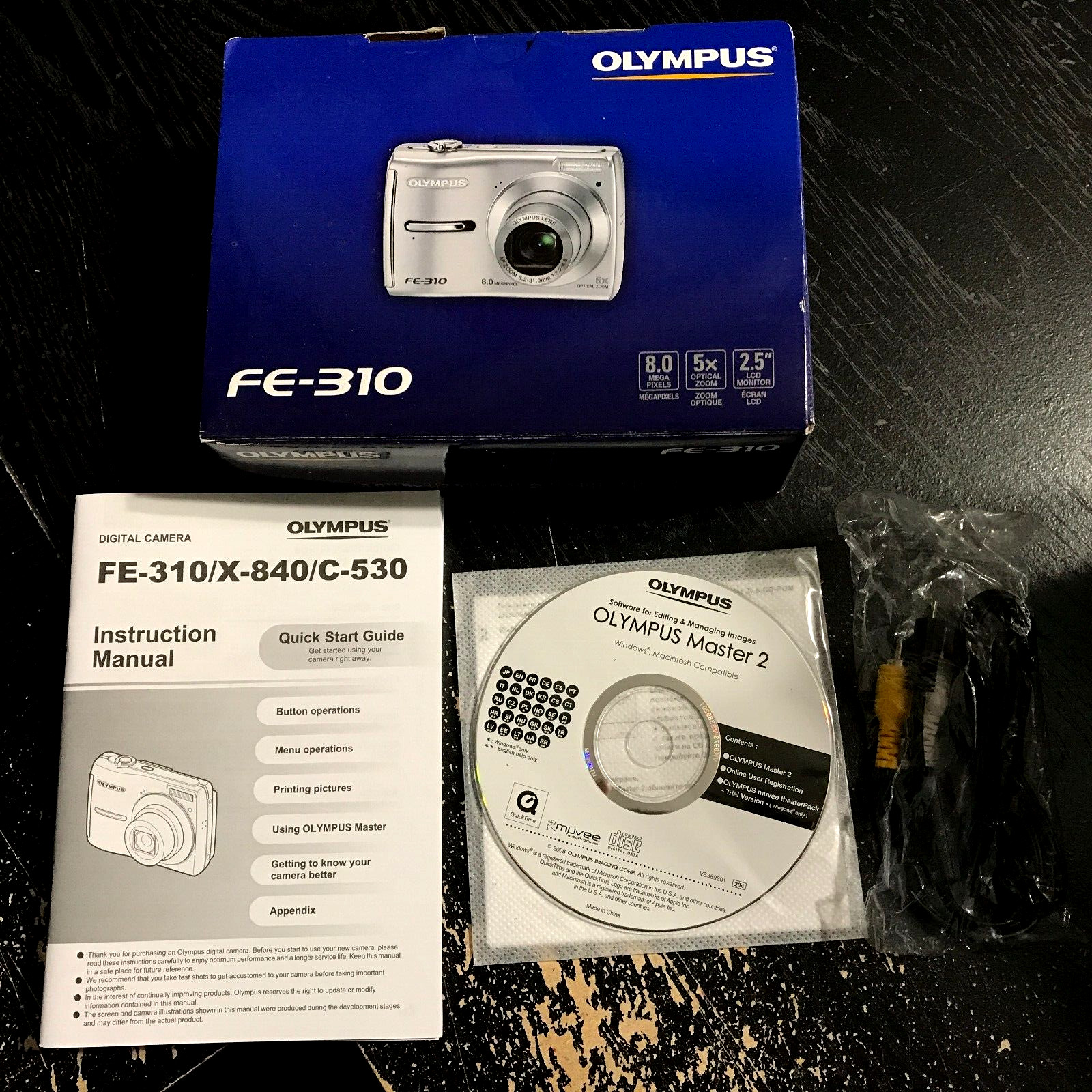 Olympus FE-310 accessories NO CAMERA cd-rom manual quick start av