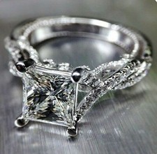 3ct Simulated Diamond Solitaire Infinity Engagement Ring 14k White Gold Plated