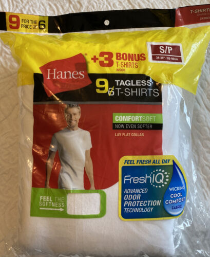 Hanes Mens Crew Neck T Shirt 9 Pack Comfort Soft Tagless Size Small NEW