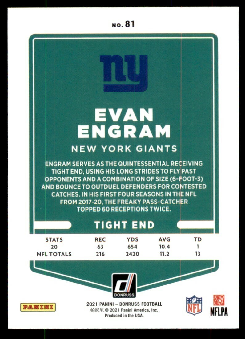 2021 Donruss Base #81 Evan Engram - New York Giants | eBay