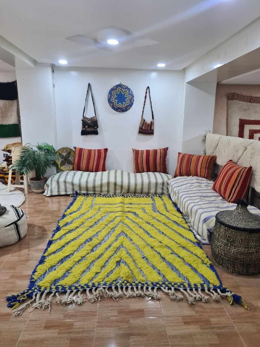 Moroccan 5x8 FT Rug Sheep Wool Handmade Boho Artistic Geometric Berber