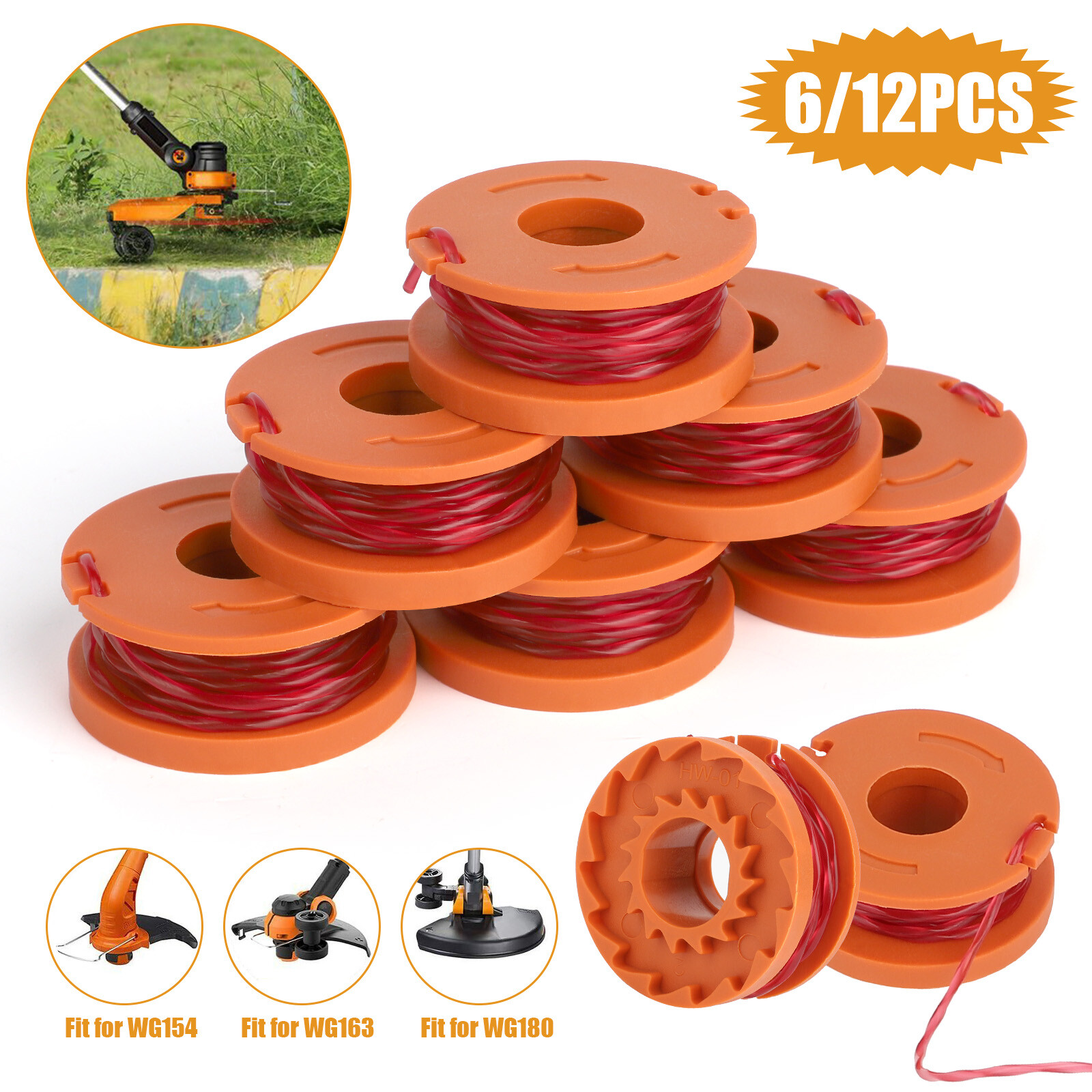 6/12x Grass Trimmer Replacement Spool Line Weed Eater Edger Part for