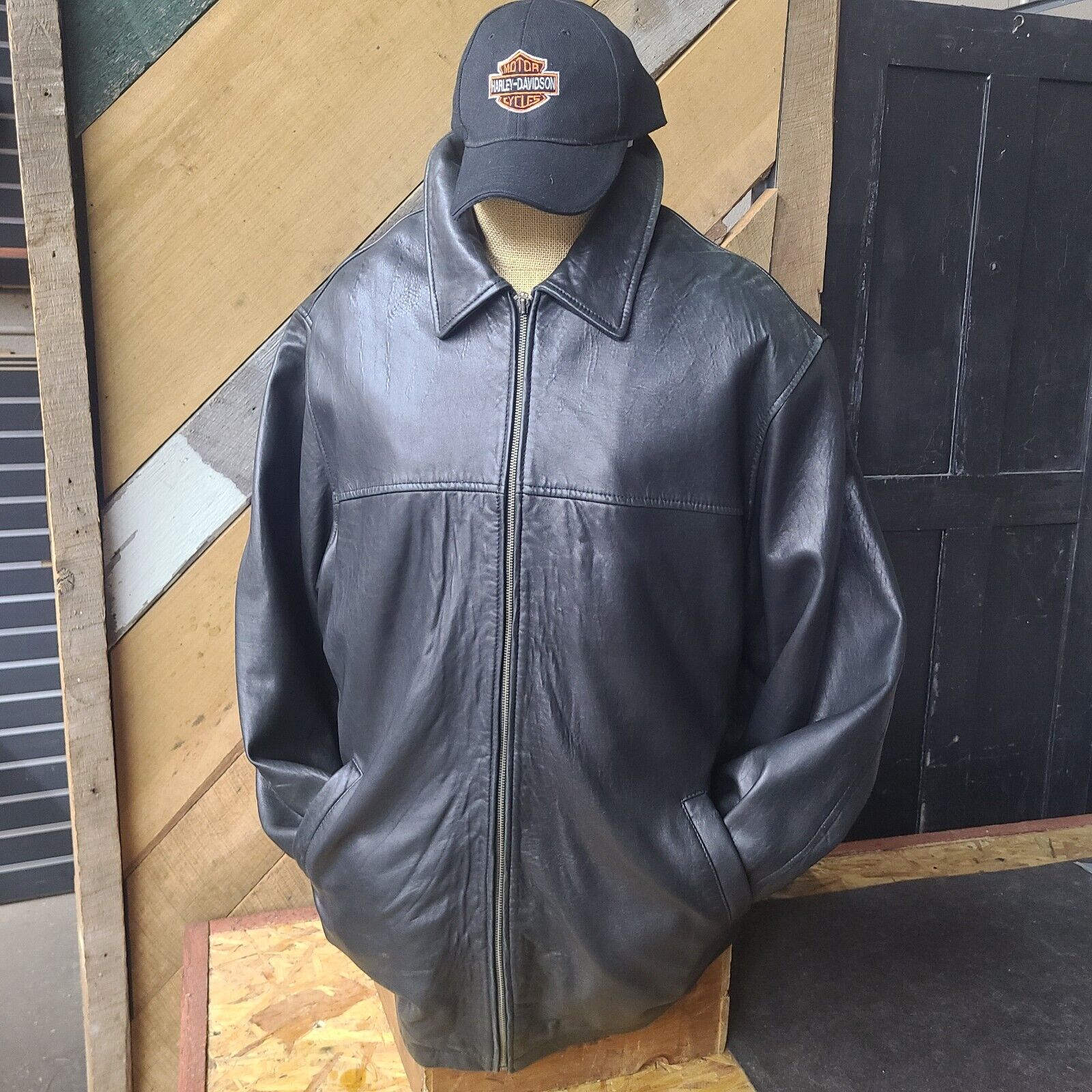 Revolution Italian Concept- Black Lambskin Leather Jacket W/ Fur Liner Mn's 3X