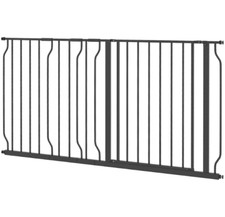 Extra Wide Dog Safety Gate Door Pressure Doorways Hallways Staircases Black