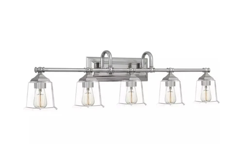 Quoizel Nicholas 5 Light Bath, Brushed Nickel/Clear NLC8605BN - Read Description - Picture 1 of 16