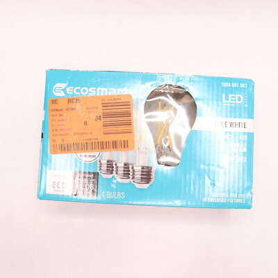 (4-Pk) EcoSmart A19 Dimmable Edison LED Light Bulb True White A19C8DE26835Z