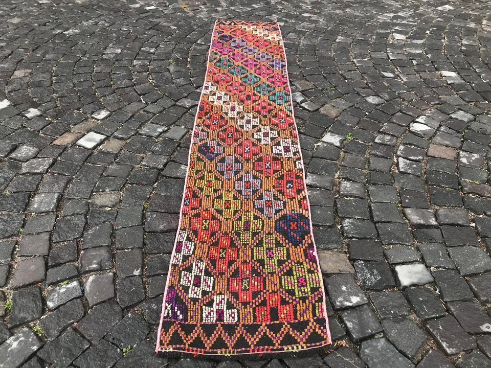 Alfombra antigua turca alfombra bohemia alfombra Oushak alfombra vintage alfombra de lana hecha a mano Foto 3 de 4