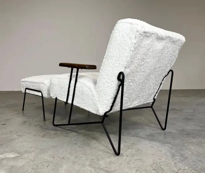 Juego de sillón y otomana de hierro Attr: Dan Johnson circa 1950 Foto 4 de 4