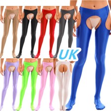UK Womens Shiny Glossy Tights Pantyhose Stockings Cut Out Stretchy Skinny Pants 