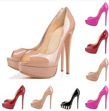 Women Platform Stilettos High Heel Open Toe Evening Slip On Pumps Sandals Shoes