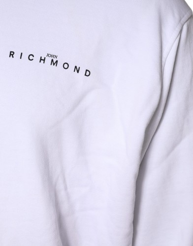 John Richmond Logo Blanco Algodón Sudadera con Capucha Hombres Suéter Auténtico - Imagen 3 de 5
