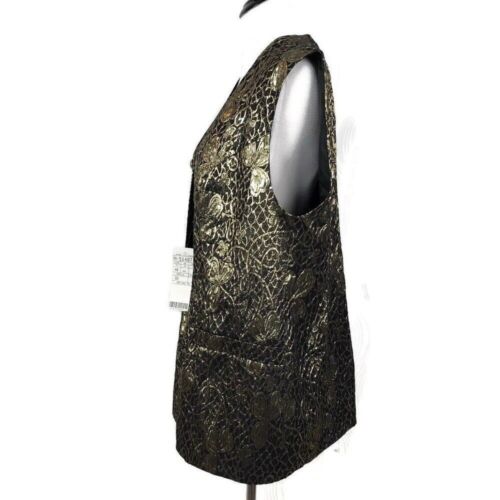 Vintage Givenchy Vest Womens Plus Size 20W Metallic Gold Floral Statement Piece - Picture 2 of 9