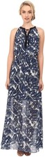 Vince Camuto 243288 Womens Sleeveless Chiffon Blouson Maxi Dress Azul Size 8