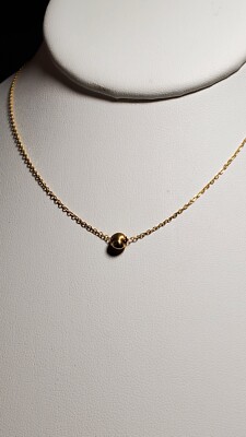 PRETTY & TINY 18KT YELLOW GOLD 5MM CATS EYE ROUND BALL PENDANT