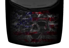 Tribal Predator Skull Hood Wrap Vinyl Car Graphic Decal Dark American Flag 