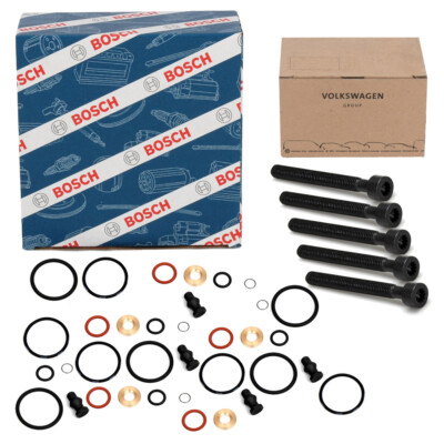 5x BOSCH Dichtungssatz Einspritzdüse + OE Schrauben für VW TOUAREG T5 2.5 TDI