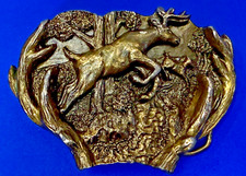 Jumping Deer Elk Buck Stag Hunting Hunters 1982 Great American Belt Buckle