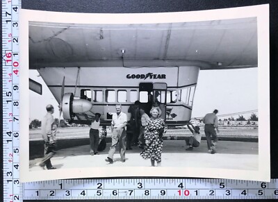People Getting Off GOODYEAR Blimp Airship Motor Flight Photo Snapshot Landing