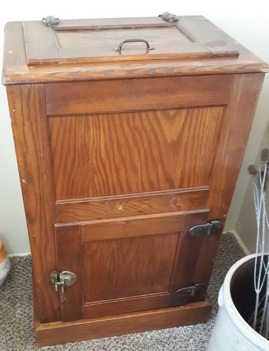 Antique Solid Oak Ice Box eBay