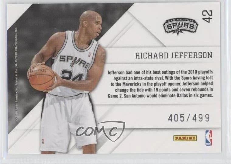 2010-11 Prestige Prestigious Pros Green /499 Richard Jefferson #42 - Image 2 of 2