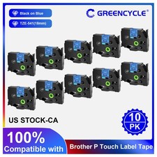 10x Black on Blue TZ TZe 541 Tape For Brother P-touch PT-2730VP 7600 9200DX 18mm