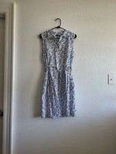 Preppy Tommy Hilfiger White Mini Dress with Blue Floral Print Size 10