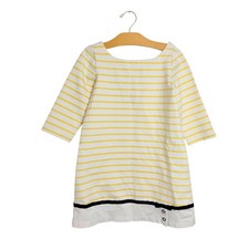 Janie and Jack Girls Yellow White Striped Nautical Bow Shift Dress Size 7