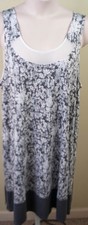 Simply Vera Wang Women Plus Gray/Ivory Floral Print Sun Dress Sleeveless Size 1X