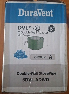 DURAVENT DVL DOUBLE WALL- 6'' Stove Adapter With Damper #6DVL-ADWD