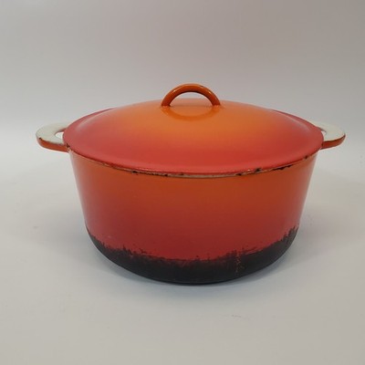 VTG Descoware FE 2-F 12-26 26cm Dutch Oven Flame Enamel Cast Iron Mid Century
