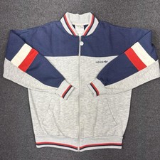 VTG Adidas Gray Blue Red Track Jacket Men Medium Full Zip Taiwan