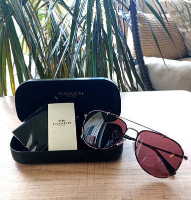 COACH Antique Gold /Tortoise Sunglasses Wine Lens 59mm HC7164-933375
