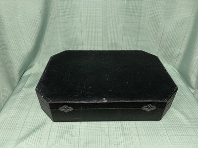 Vanity Set with Mirror, Brush, Comb, Clock & Accessories in Fitted Case