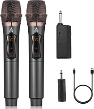 Wireless Microphones, Metal Dynamic Microphone System with Rechargeable Receiver