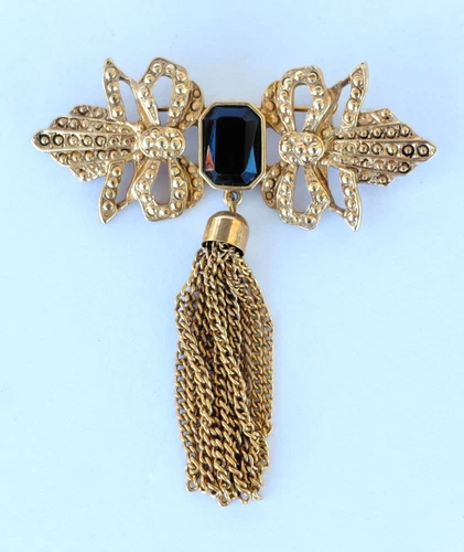 Vintage Brooch American Jewelry Co. Signed Art Deco Tassel Gold Tone