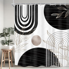 Black White Boho Shower Curtain for Bathroom Decor 72Wx72H Inches Abstract Geome