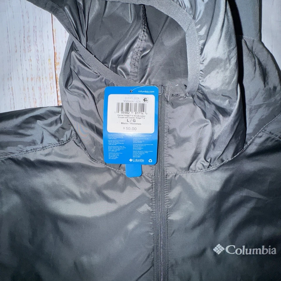 Columbia Men's Center Ridge II Windbreaker Lined Gray Black Size Large NWT - Image 2 of 4
