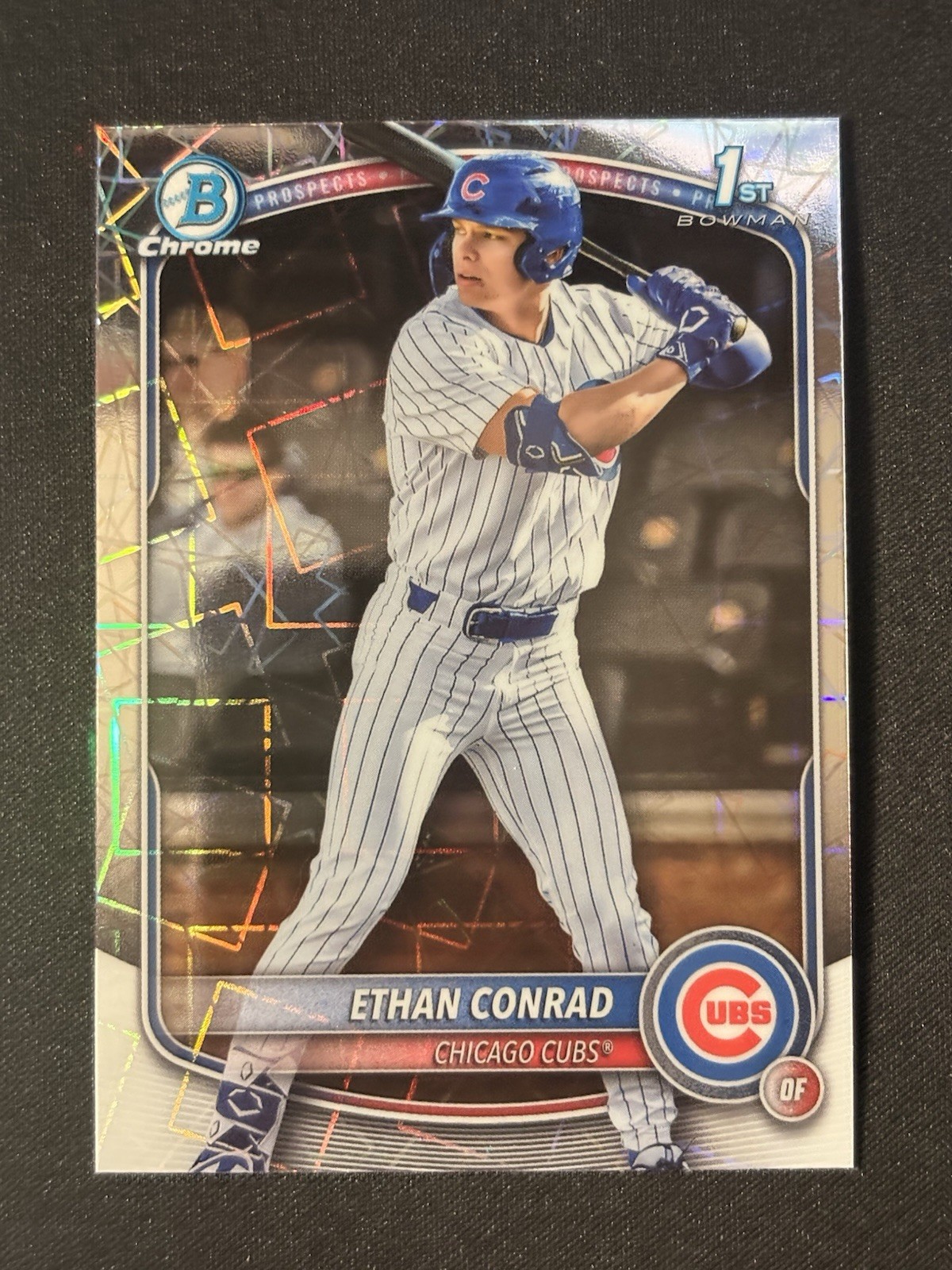 2025 Bowman Draft Ethan Conrad 1st Chrome Laser Refractor #BDC-17 Cubs