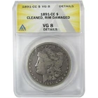 1891 CC Morgan Silver Dollar VG 8 Details ANACS $1 Coin SKU:CP791